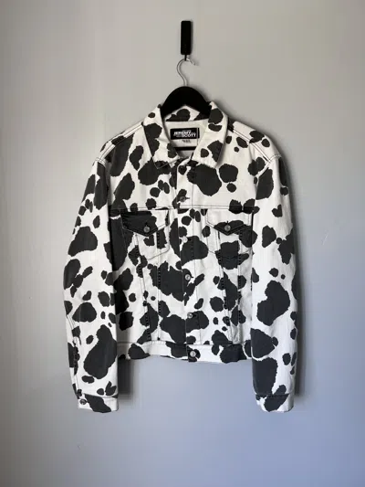 Pre-owned Jeremy Scott Cow Print Denim Jacket In White