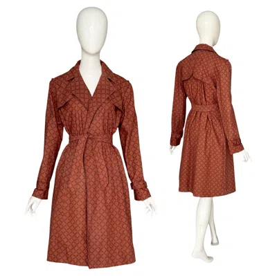 Pre-owned Jeremy Scott Fall 2000 Collection Tailored Printed Reversed Paris Trench Coat In Brown