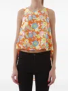 Jeremy Scott Floral-print Top In Orange