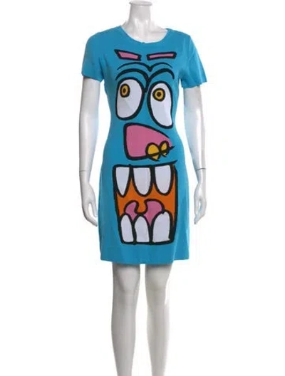 Pre-owned Jeremy Scott Graphic Print Mini Dress In Blue