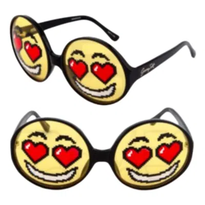 Pre-owned Jeremy Scott Linda Farrow  Silver Steel 'teashade' Red Smiley Emoticon Sunglasses