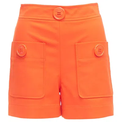 Pre-owned Jeremy Scott Moschino Bright Orange Oversized Buttons High Waist Wide Leg Shorts It38 Xs