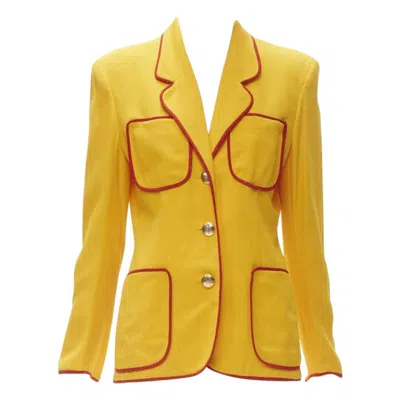 Pre-owned Jeremy Scott Moschino Cheap Chic Vintage Yellow Red Trim 4-pocket Blazer Jacket It44 L