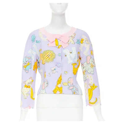 Pre-owned Jeremy Scott Moschino Couture! 2022 Runway Calico Animals Bow Front Fitted Jacket It40 S In Gray