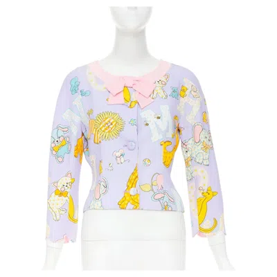 Pre-owned Jeremy Scott Moschino Couture! 2022 Runway Calico Animals Bow Front Fitted Jacket It44 L In Gray