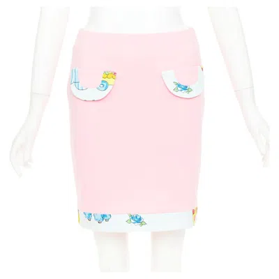 Pre-owned Jeremy Scott Moschino Couture! 2022 Runway Calico Animals Trim Mini Skirt It38 Xs In White