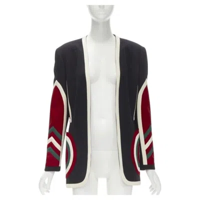 Pre-owned Jeremy Scott Moschino Couture! Black Red Creoe Star Bullseye Geometric Blazer It42 L