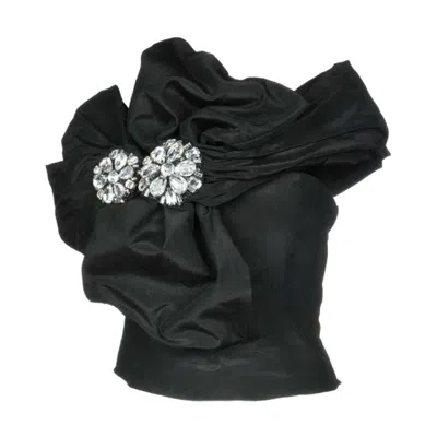 Pre-owned Jeremy Scott Moschino Couture  Black Tube Top W/silver Flowers Embellishments 6