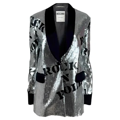 Pre-owned Jeremy Scott Moschino Couture  Spring 2020 Look 72 Smoking Sequined Jacket In Black