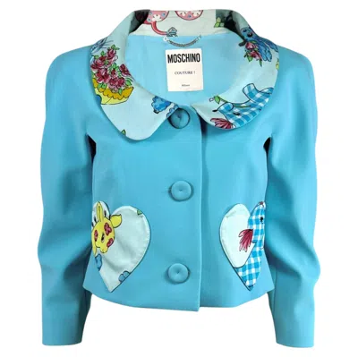 Pre-owned Jeremy Scott Moschino Couture  Spring 2022 Look 32 Blue Cropped Jacket