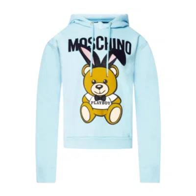 Pre-owned Jeremy Scott Moschino Couture  Teddy Bear Playboy Blue Sweatshirt Hoodie 3d Pompo