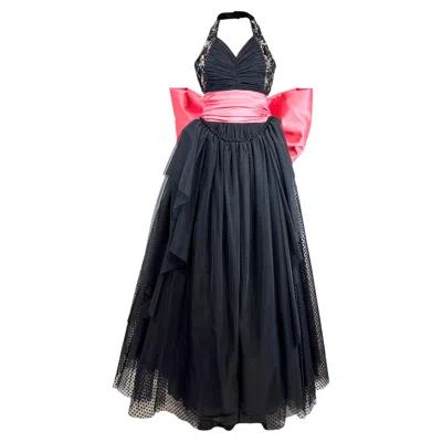 Pre-owned Jeremy Scott Moschino Couture Spring 2021 Look 34 Puppet Show Black Pink Bow Dress