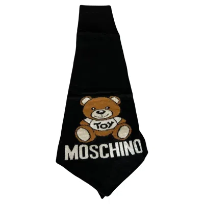 Pre-owned Jeremy Scott Moschino Couture Teddy Bear Black Scarf Tie Shaped By