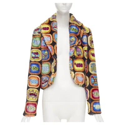 Pre-owned Jeremy Scott Moschino Couture! Trolls 2019 Runway Game Show Faux Fur Jacket It38 S In Sand