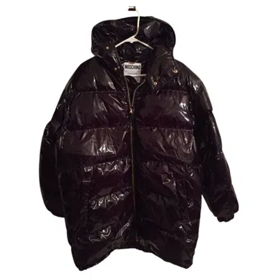Pre-owned Jeremy Scott Moschino Couture X  Spongebob Chocolate Brown Logo Long Down Coat