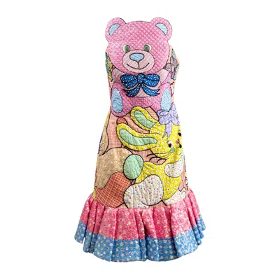 Pre-owned Jeremy Scott Moschino  Spring 2022 Look 45 Multicolored Patchwork Toy Dress In Sand