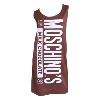 Pre-owned Jeremy Scott New Moschino Chocolate Bar Dress In Brown