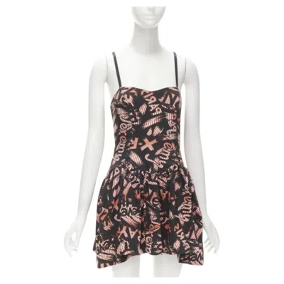 Pre-owned Jeremy Scott Orange X-ray New York City Names Strappy Mini Dress