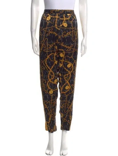 Pre-owned Jeremy Scott Silk Straight Leg Pants In Black