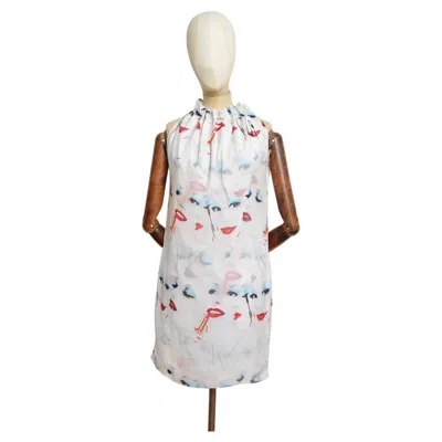Pre-owned Jeremy Scott S/s 2017  Runway White Face Print 80s Pop Art Mini Dress