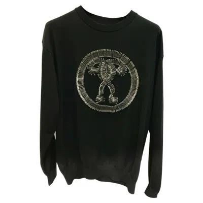 Pre-owned Jeremy Scott Ss18 Moschino Couture  Logo Made Of Safety Pins Black Cotton Sweater