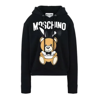 Pre-owned Jeremy Scott Ss18 Moschino Couture X  Teddy Bear Playboy Black Sweatshirt Hoodie