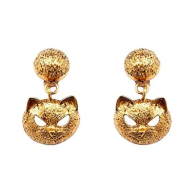 Pre-owned Jeremy Scott Ss20 Moschino Couture  Gold Cat Eye Clip On Earrings Trick Or Chic In Multi