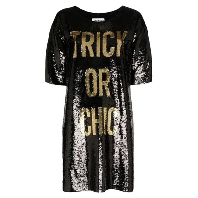 Pre-owned Jeremy Scott Ss20 Moschino Couture  Trick Or Chic Black/gold Sequined Dress 38 It