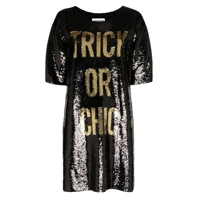 Pre-owned Jeremy Scott Ss20 Moschino Couture  Trick Or Chic Black/gold Sequined Dress 40 It