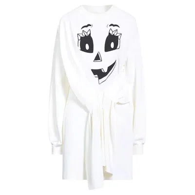 Pre-owned Jeremy Scott Ss20 Moschino Couture White Pumpkin Face Ghost Dress Trick/chic It 40 / Us 6