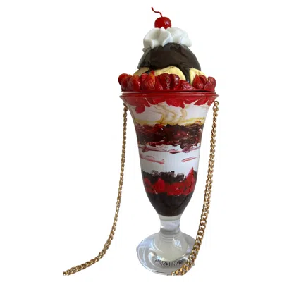 Pre-owned Jeremy Scott Ss22 Moschino Couture  Diner Red Ice Cream Sundae Crossbody Bag In White
