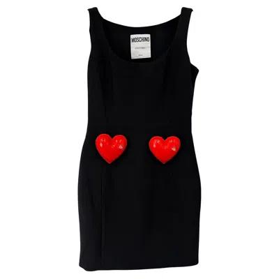 Pre-owned Jeremy Scott Ss23 Moschino Couture Double Heart Inflatable Sleeveless Black Mini Dress