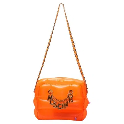 Pre-owned Jeremy Scott Ss23 Moschino Couture  Orange Inflatable Shoulder Bag W/ Gold Charms