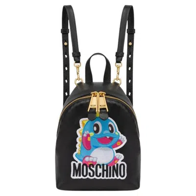 Pre-owned Jeremy Scott Ss24 Moschino Couture  Black With Blue Bubble Bobble Dragon Backpack