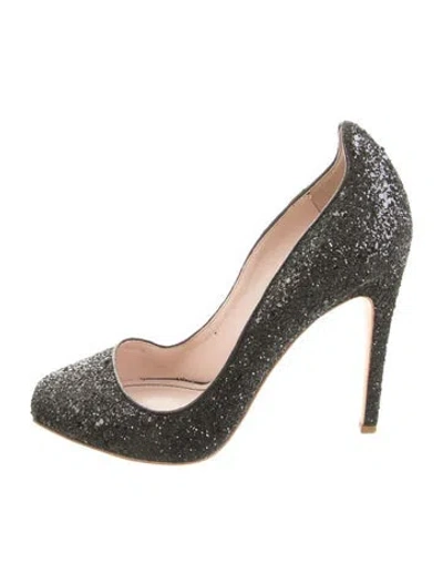 Pre-owned Jerome C. Rousseau Glitter Printed Pumps In Black