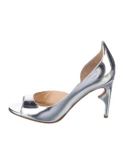 Pre-owned Jerome C. Rousseau Leather D'orsay Pumps In Silver