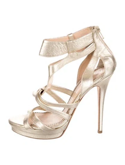 Pre-owned Jerome C. Rousseau Leather Gladiator Sandals In Gold