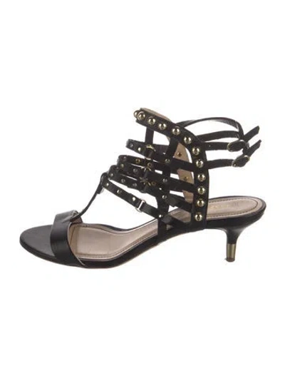 Pre-owned Jerome C. Rousseau Leather Studded Accents Espadrilles In Black