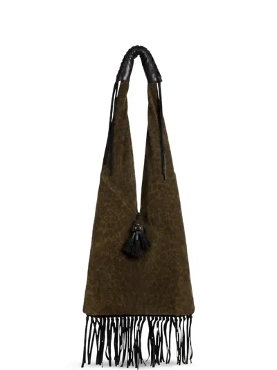 Jérôme Dreyfuss Aram Leopard-print Fringed Shoulder Bag In Brown