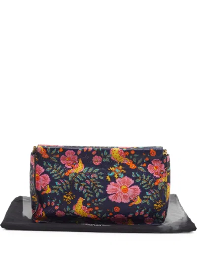 Pre-owned Jérôme Dreyfuss Clic Clac Floral-print Clutch Bag In Blue