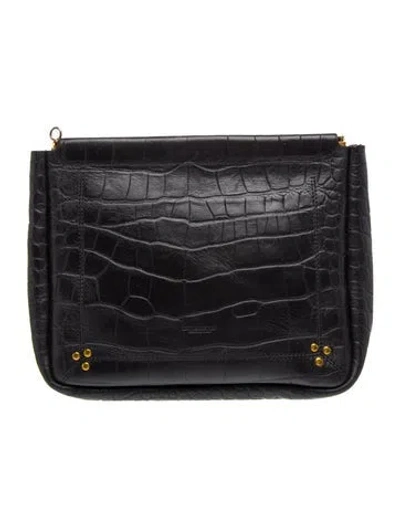 Pre-owned Jérôme Dreyfuss Embossed Leather Clutch In Black