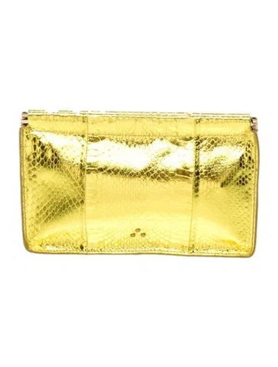 Pre-owned Jérôme Dreyfuss Embossed Leather Clutch In Yellow