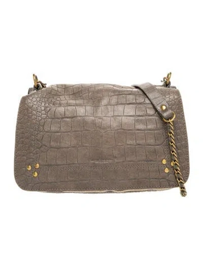 Pre-owned Jérôme Dreyfuss Embossed Leather Crossbody Bag In Grey