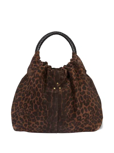 Jérôme Dreyfuss Gordi M Leopard Tote Bag In Brown
