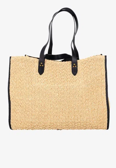 Jérôme Dreyfuss Large Léon Raffia-effect Tote Bag In Natural