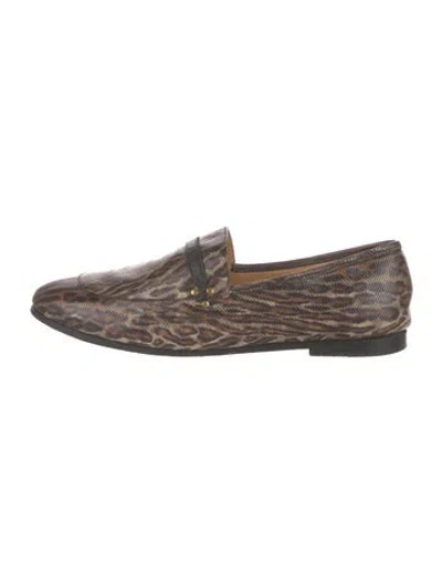 Pre-owned Jérôme Dreyfuss Leather Animal Print Loafers In Brown