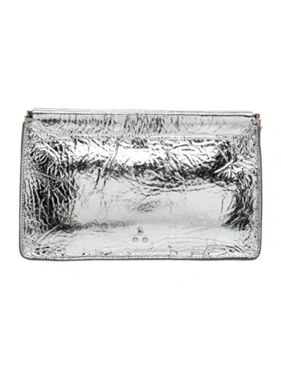 Pre-owned Jérôme Dreyfuss Leather Clutch In Metallic/silver