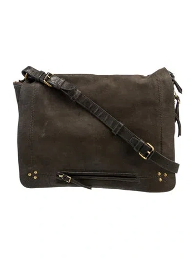 Pre-owned Jérôme Dreyfuss Leather Messenger Bag In Gray