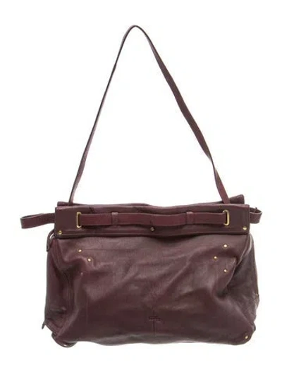 Pre-owned Jérôme Dreyfuss Leather Shoulder Bag In Burgundy