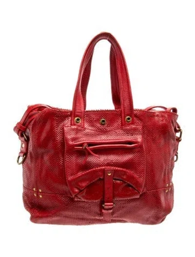 Pre-owned Jérôme Dreyfuss Leather Top Handle Bag In Red